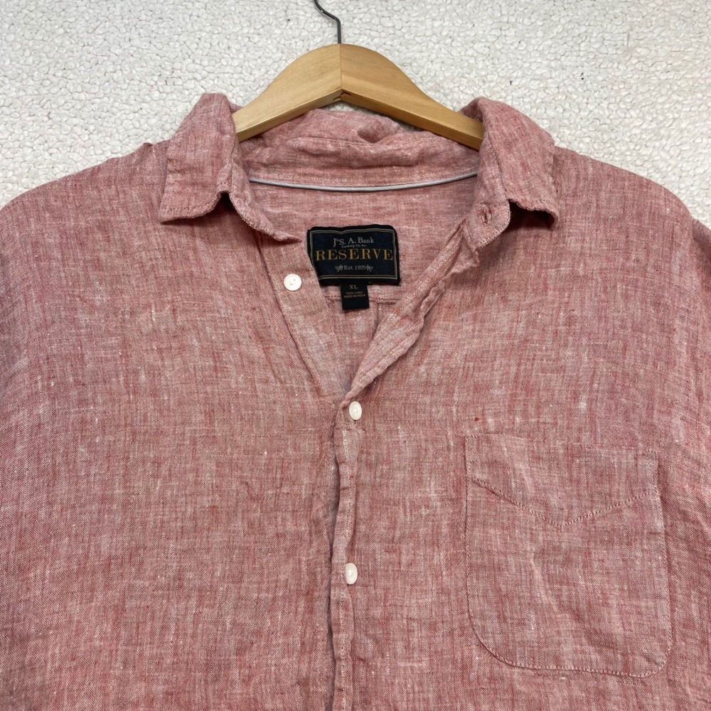 Jos. A. Bank Button Down Mens XL Red Reserve 100% Linen Long Sleeve Shirt
